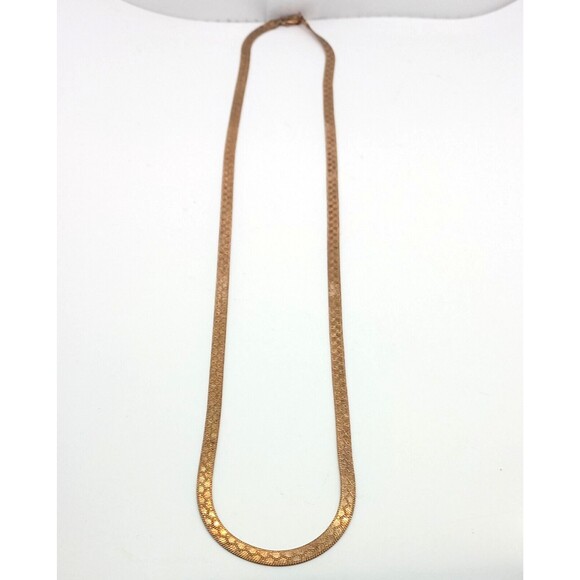 Milor 925 Sterling w/Rose Gold Overlay Etched Design Herringbone Necklace 23.5" - Picture 1 of 11